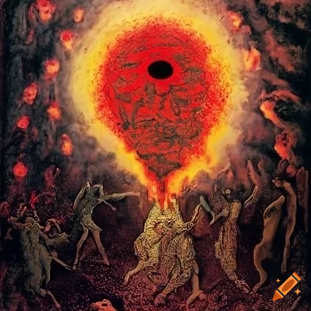 Abstract collage inspired by pandemonium and esoteric elements on Craiyon