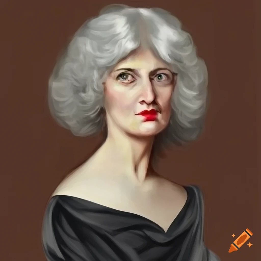 portrait of an elegant mature woman with silver hair