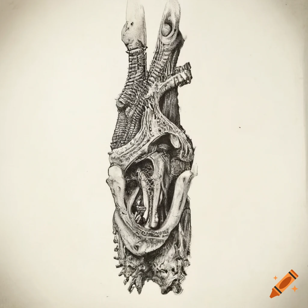 Black and white acid etching of an ancient bone artefact