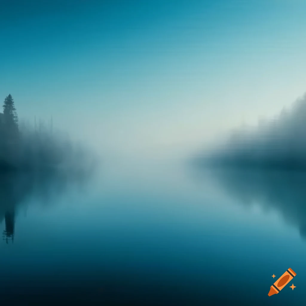 oil painting of a misty lake