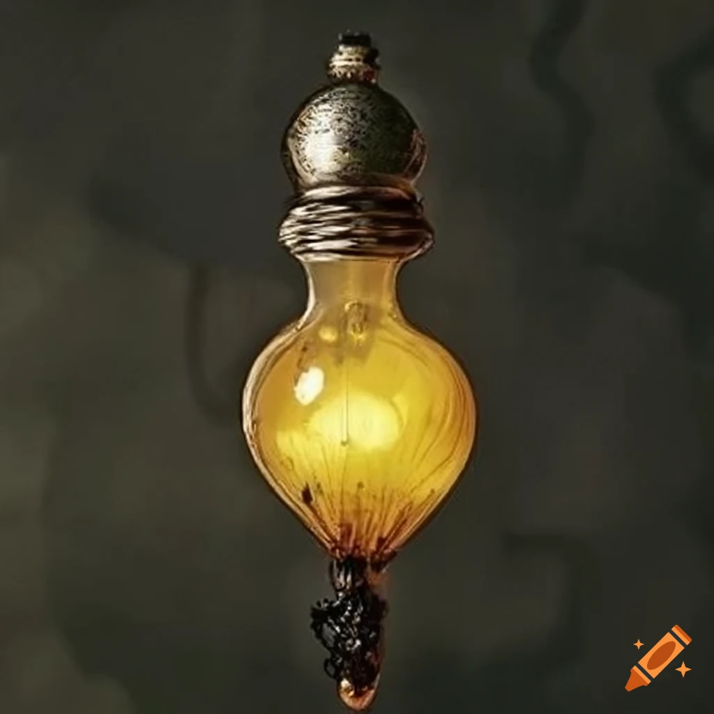 Arthur Rackham illustration of an insect in an amber lightbulb