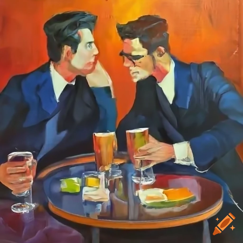 image of men socializing and having a drink