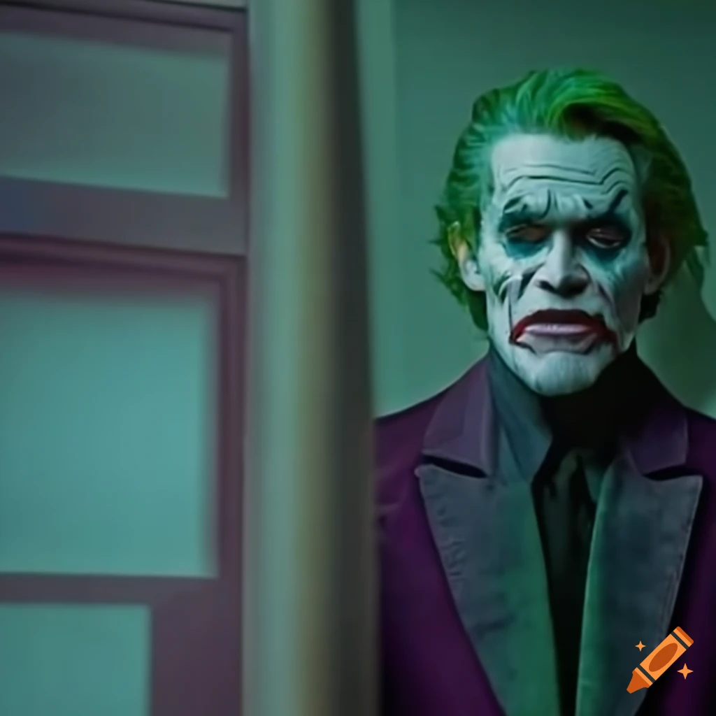 Willem dafoe as the joker in a dark room