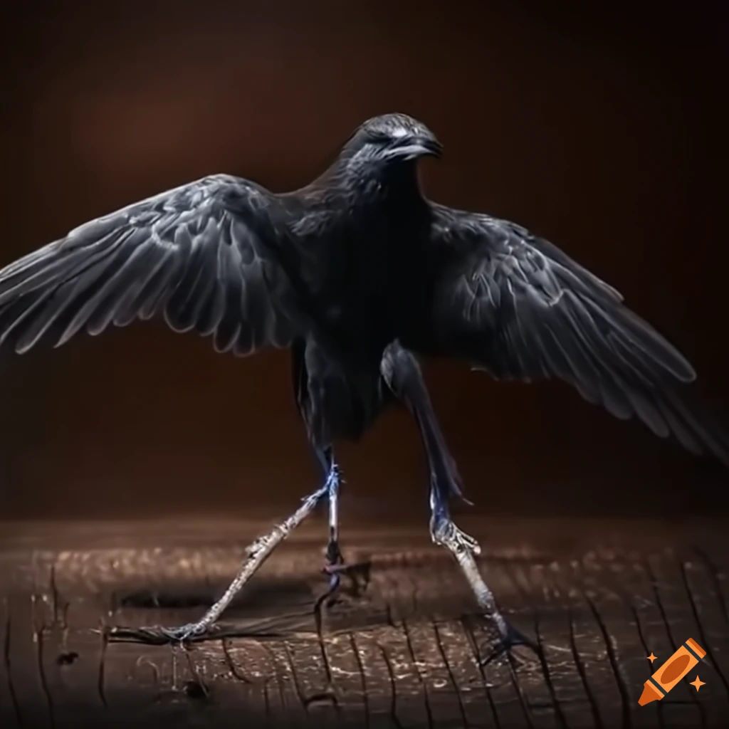 artwork of a black bird monster with snare drums