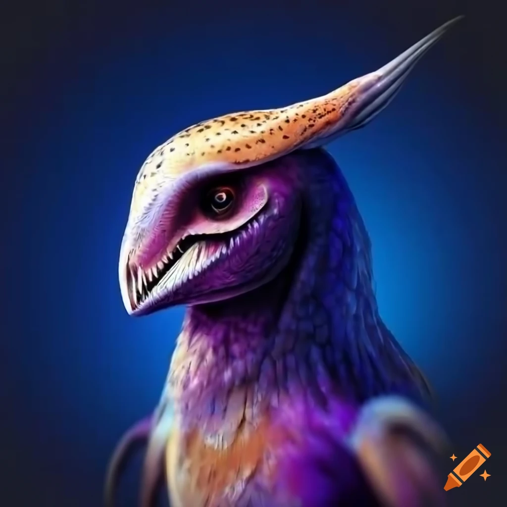 feathery dinosaur raptor bird alien with unique features