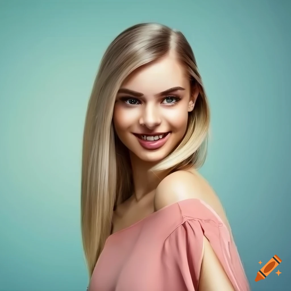 Beautiful Shy Smile Of A Young Woman With Blonde Hair On Craiyon