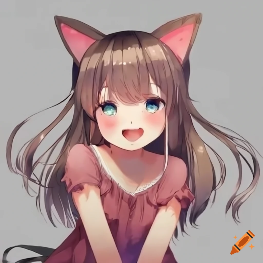 Garota de anime com rabo e orelha de gato com roupa de empregada, animes com  gatos 
