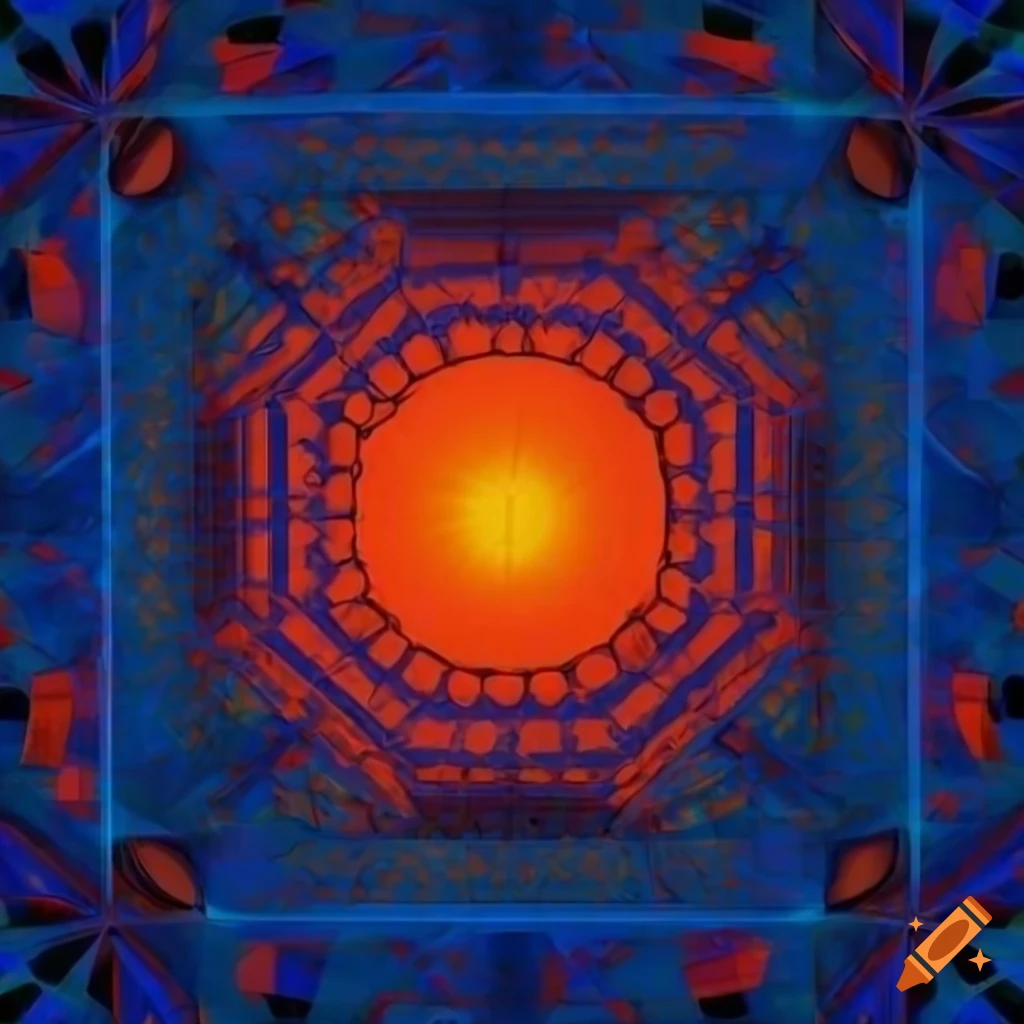 Orange and blue geometric pattern grid on Craiyon