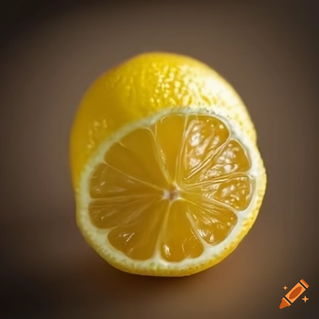 Closeup of a lemon in macro photography on Craiyon