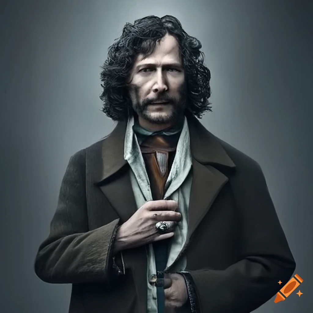 portrait of Sirius Black in his iconic coat