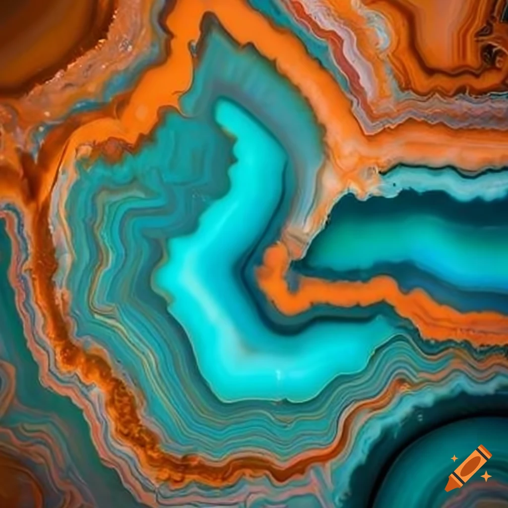 orange and teal marble agate