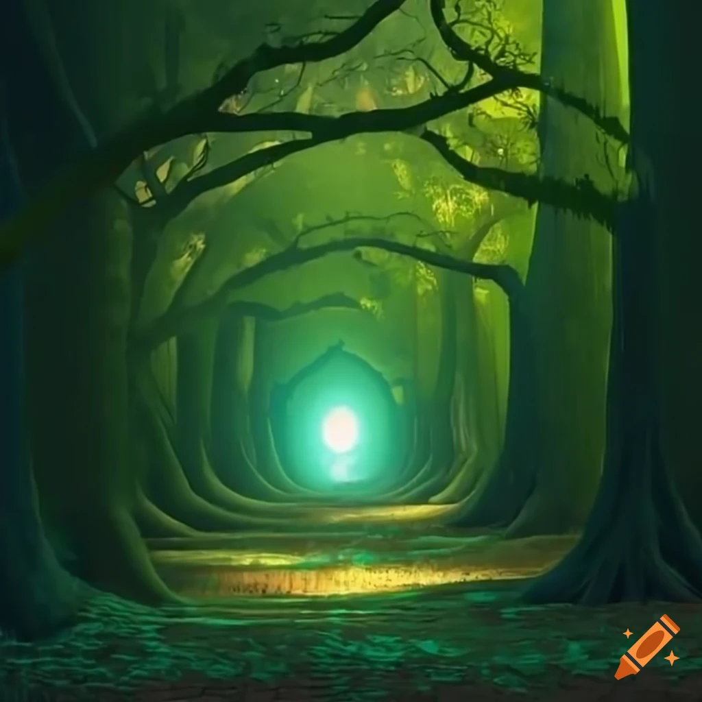 Image of a tall jungle tree with glowing core
