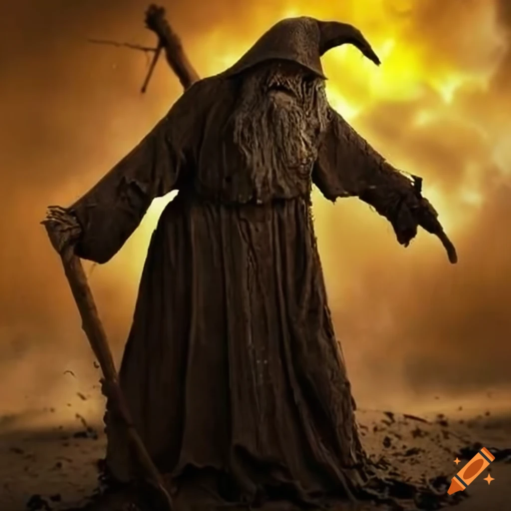 Mystical black robed wizard playing banjo in a summoning circle on Craiyon