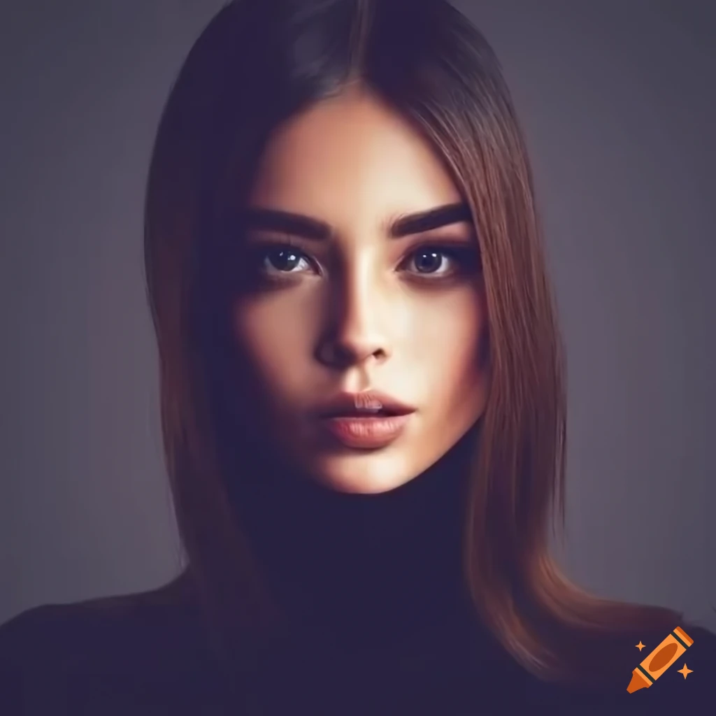 Portrait Of A Beautiful Woman With Black Sweater On Craiyon