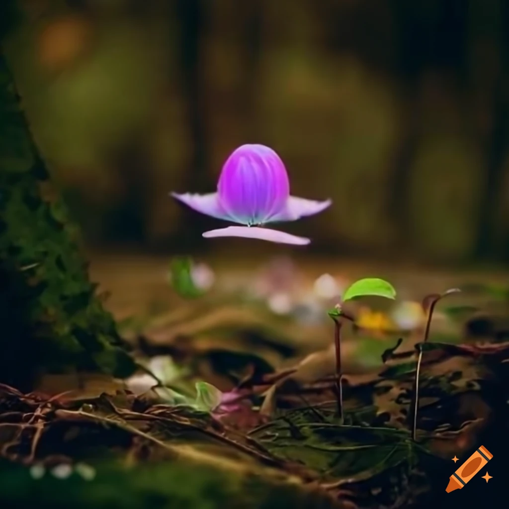 image of a space-themed flower in a forest