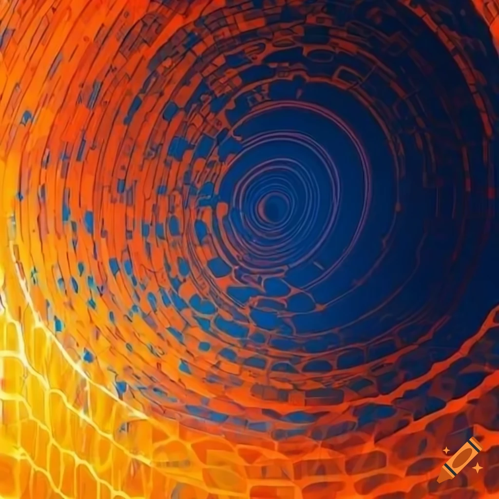Geometric pattern in orange and blue on Craiyon