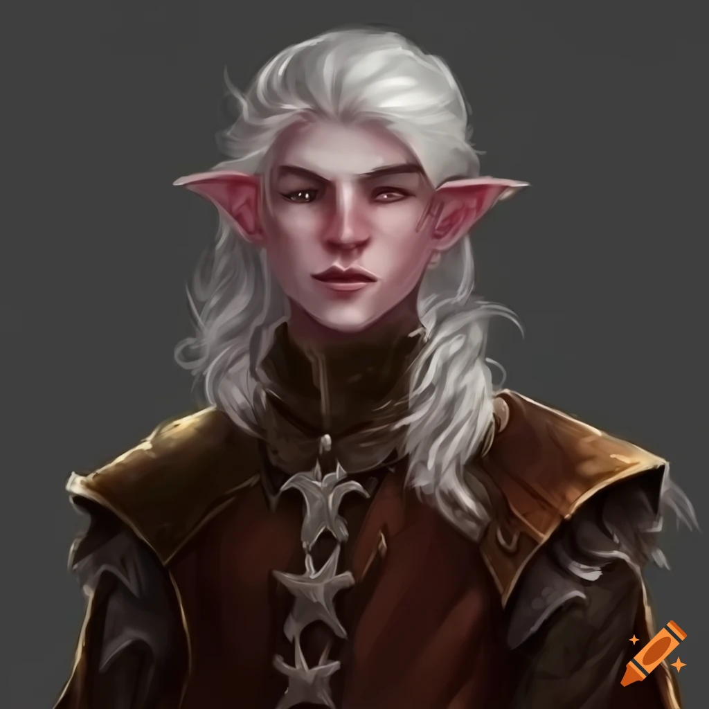 Portrait Of A Young Male Elf With Snow White Hair On Craiyon