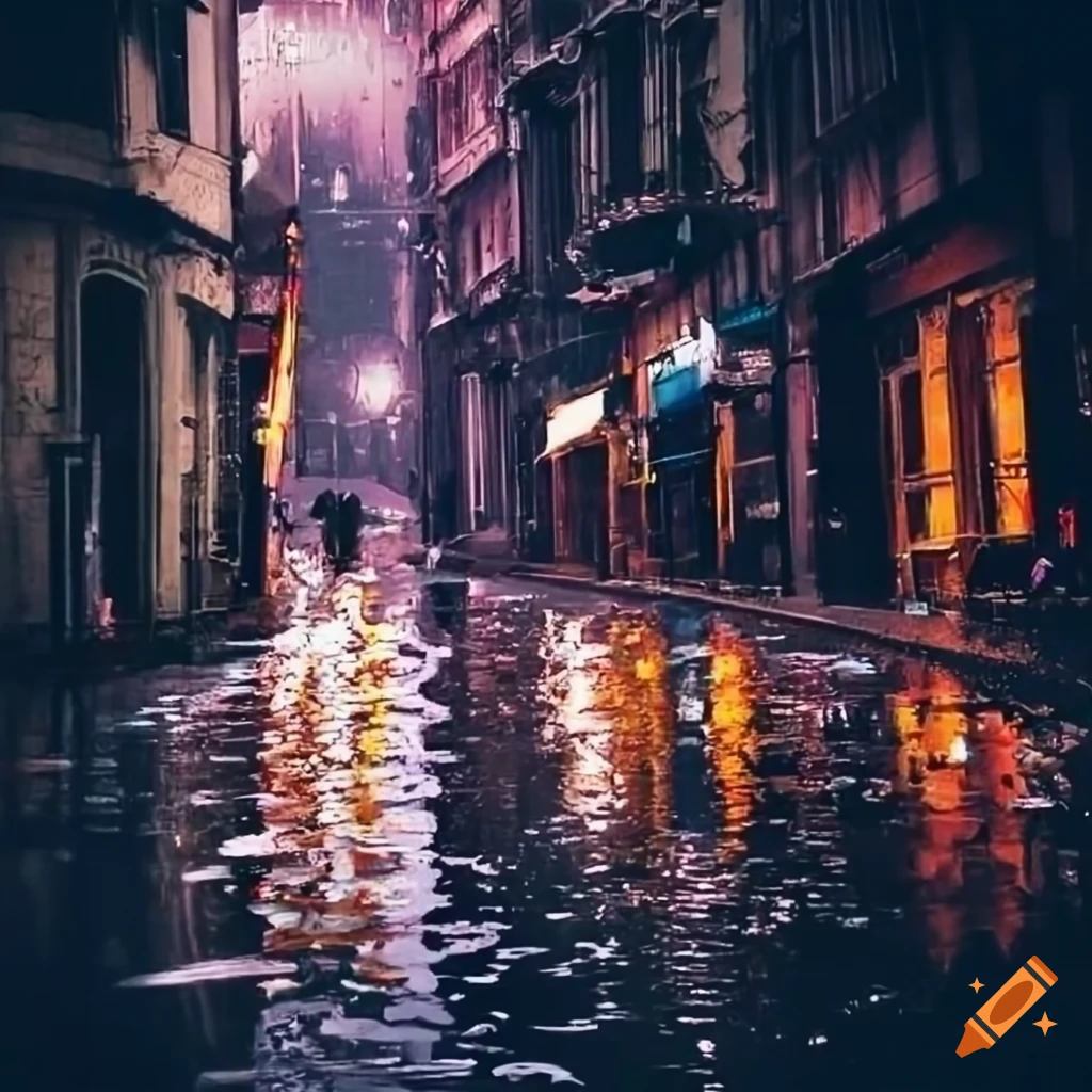 night view of Istanbul streets in the rain