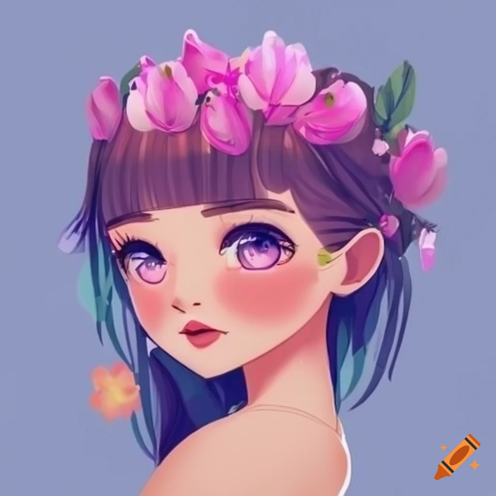 Cute Girl Logo For Bubbledriver Store With Flowers