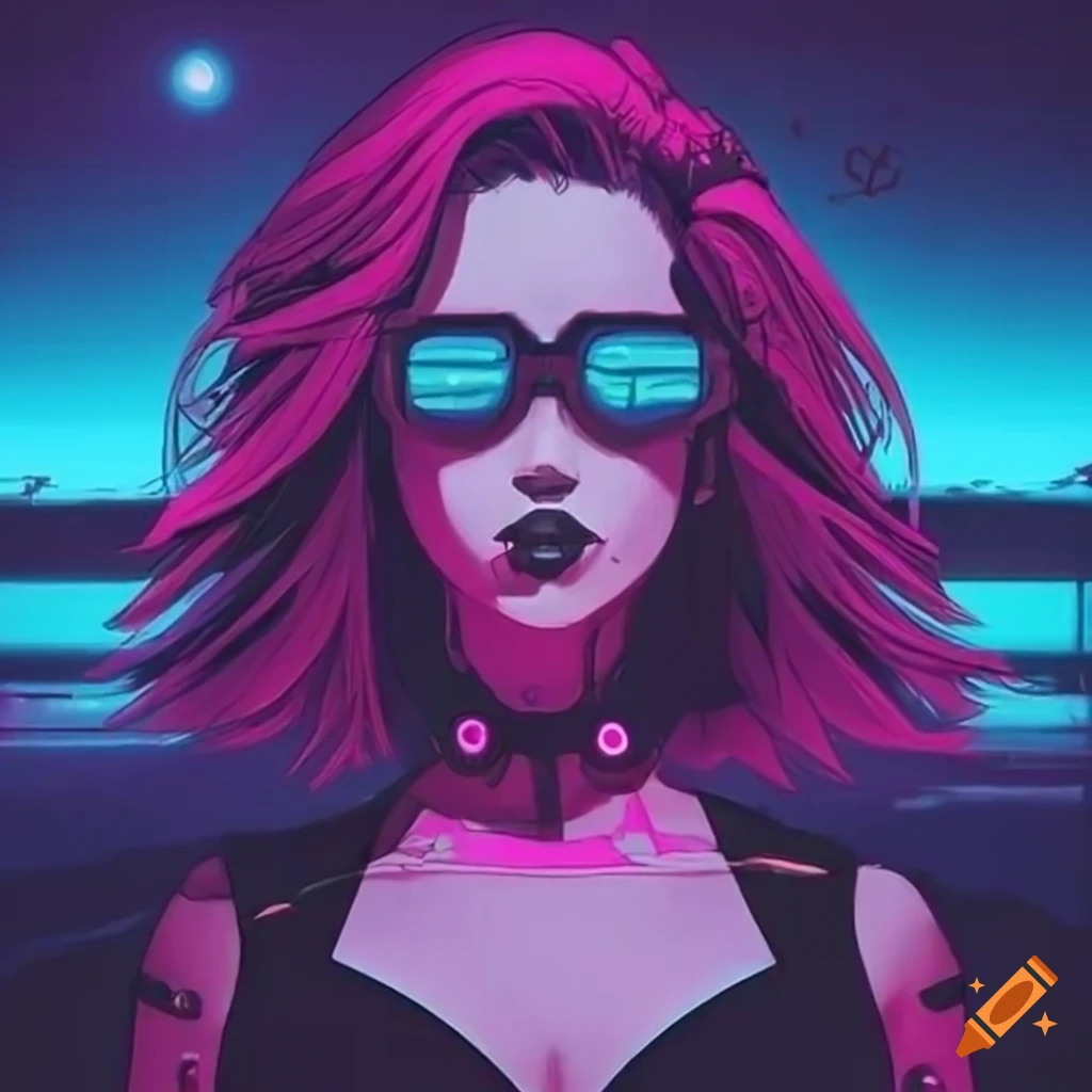 Synthwave Girl With An Interceptor Car On Craiyon