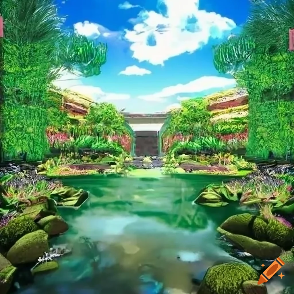 a kings garden background in anime style