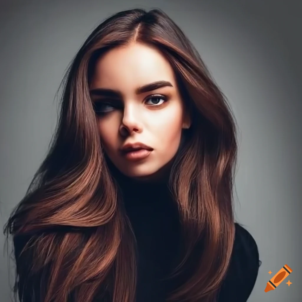 Portrait of a beautiful young woman with dark hair and brown eyes