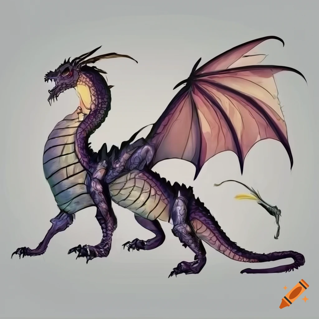 detailed dragon illustration with wings and four legs
