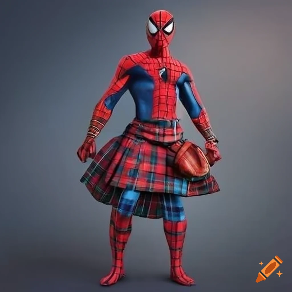 Scottish spiderman wearing a kilt on Craiyon