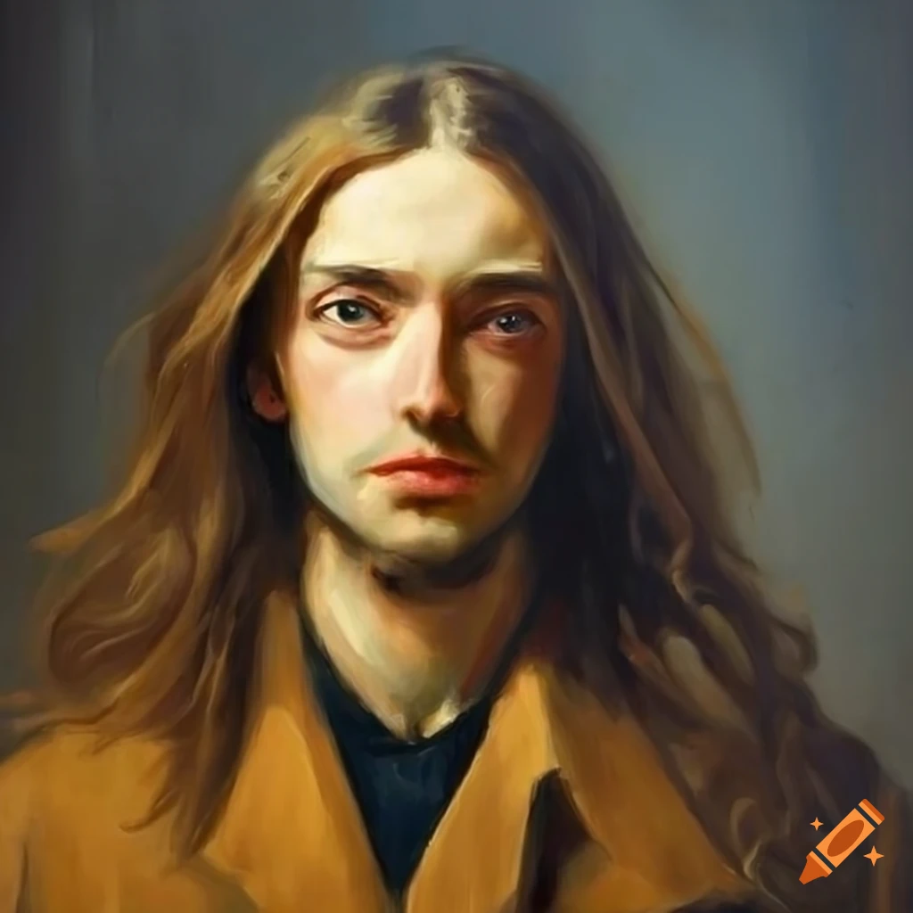 portrait of a man with long hair and a long coat