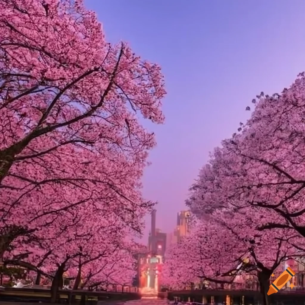 Cherry blossom in full bloom in shanghai on Craiyon