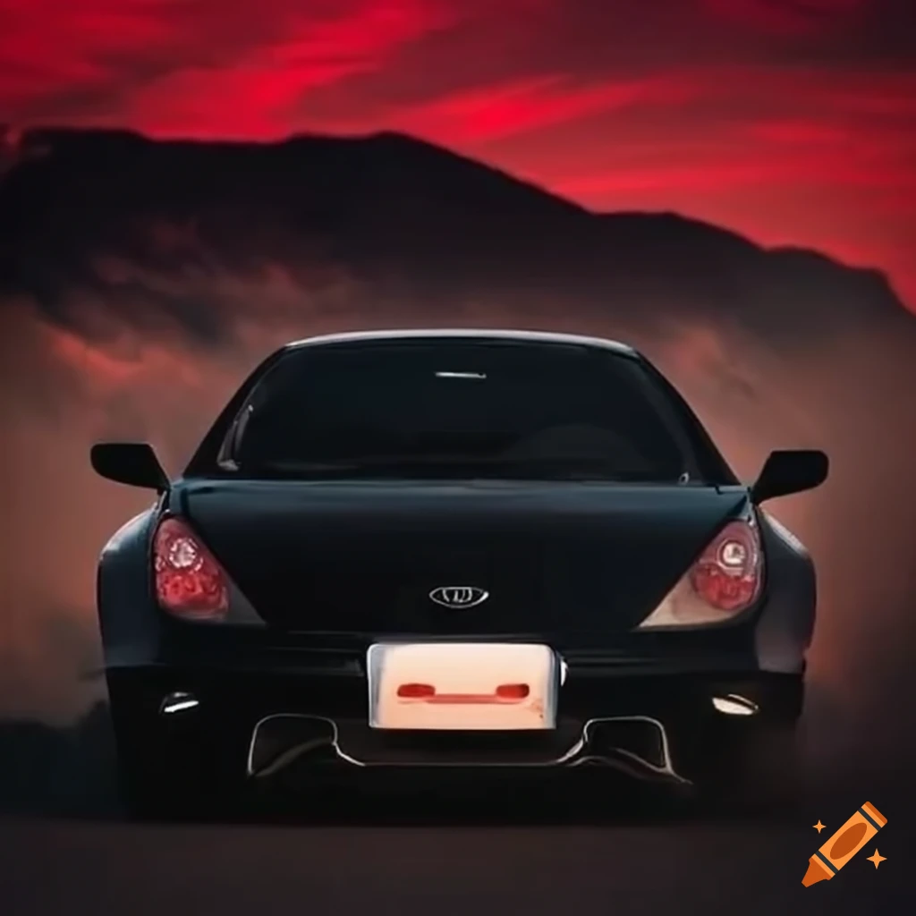 black Toyota Celica drifting on mountain road