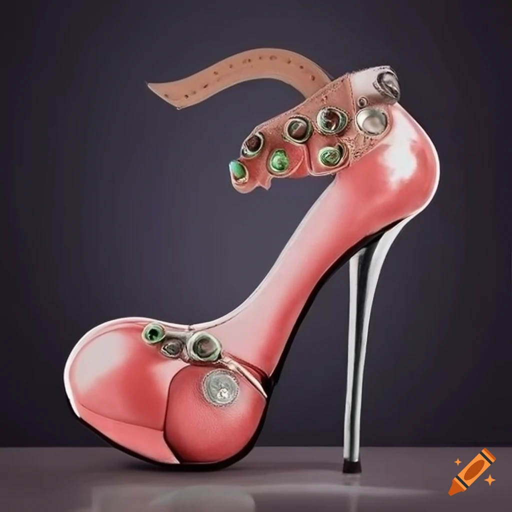 Surreal Chicken Leg High Heel Shoes With Colorful Buttons On Craiyon