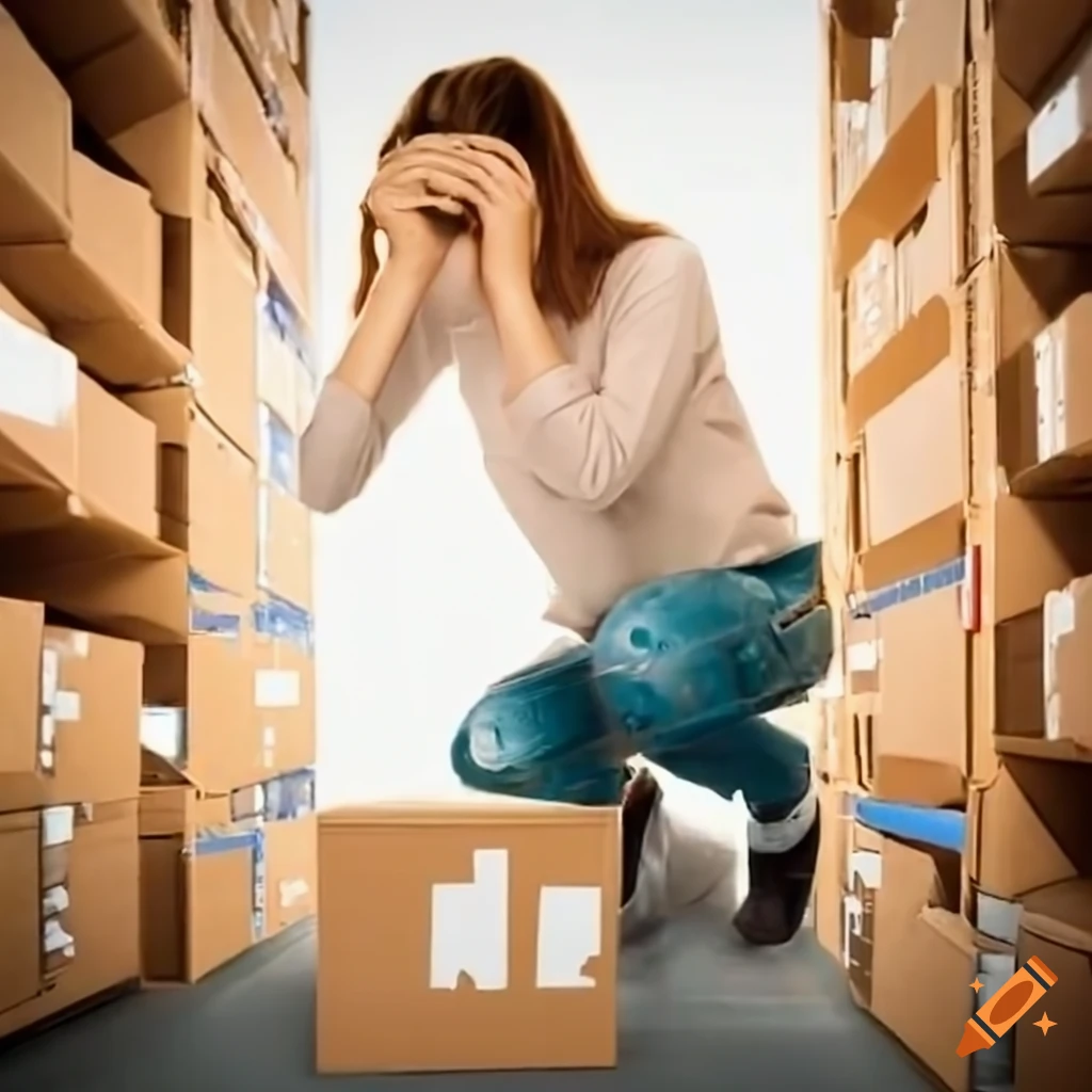 image of a stressed warehouse worker