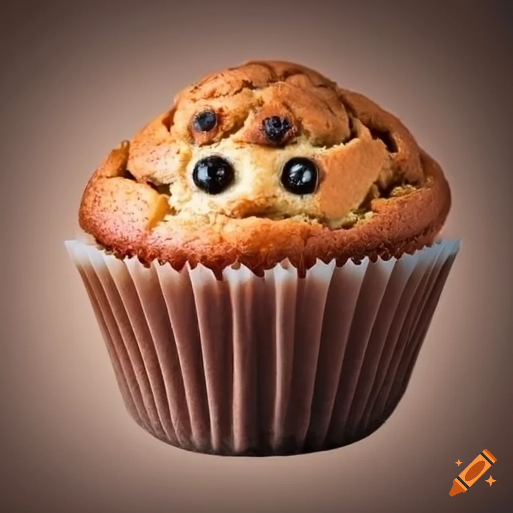 muffin in human form wearing a brown suit