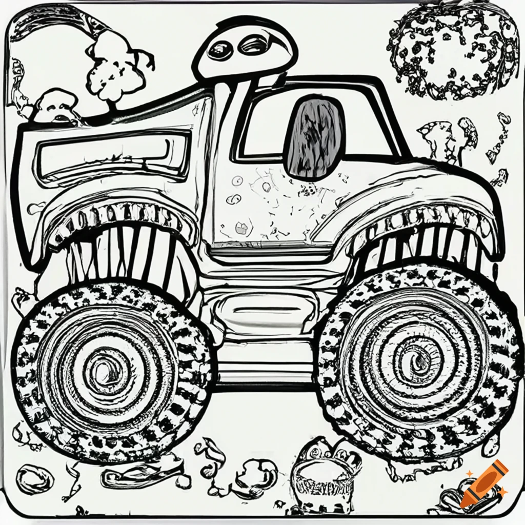 Coloring Book Of Monster Truck For Toddlers