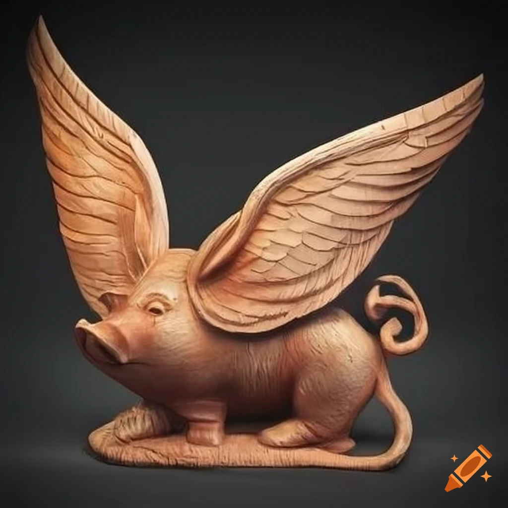 carved pig in stave style