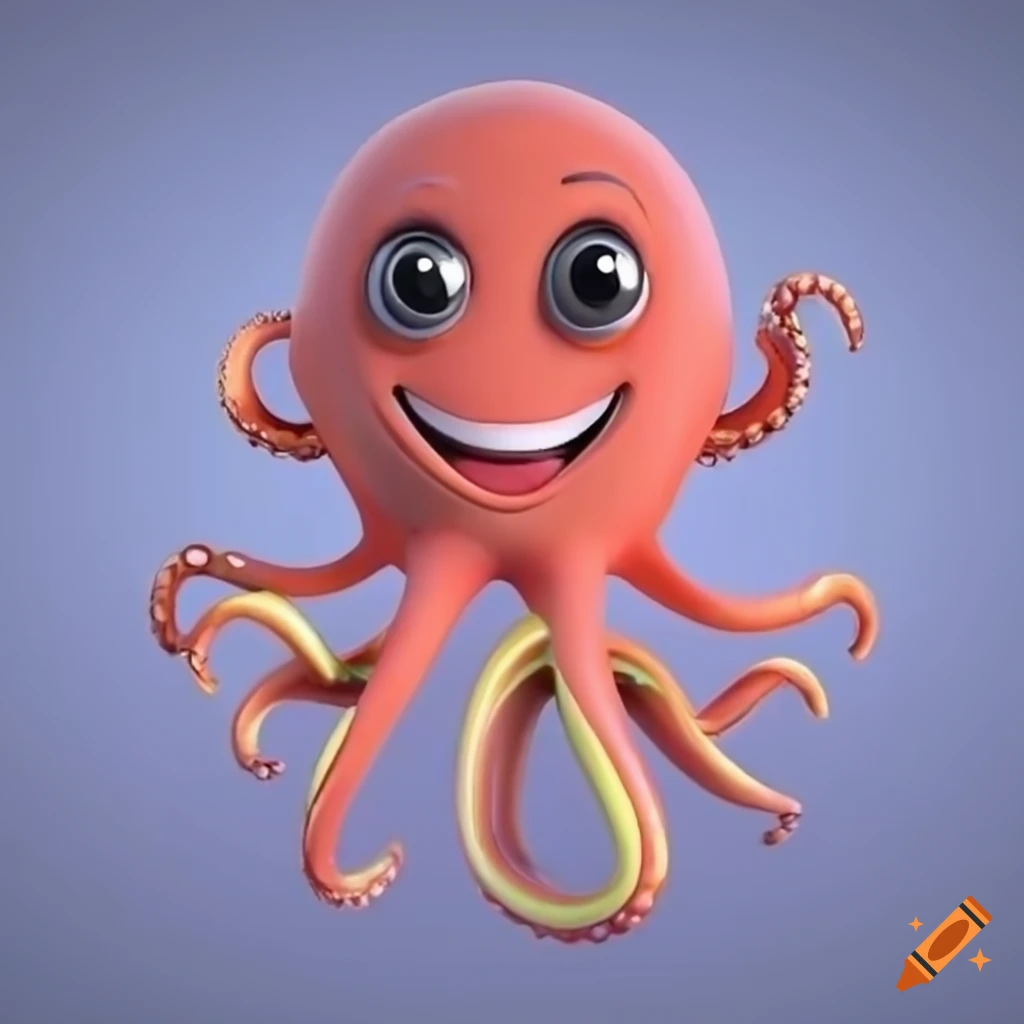 Cute smiling octopus character