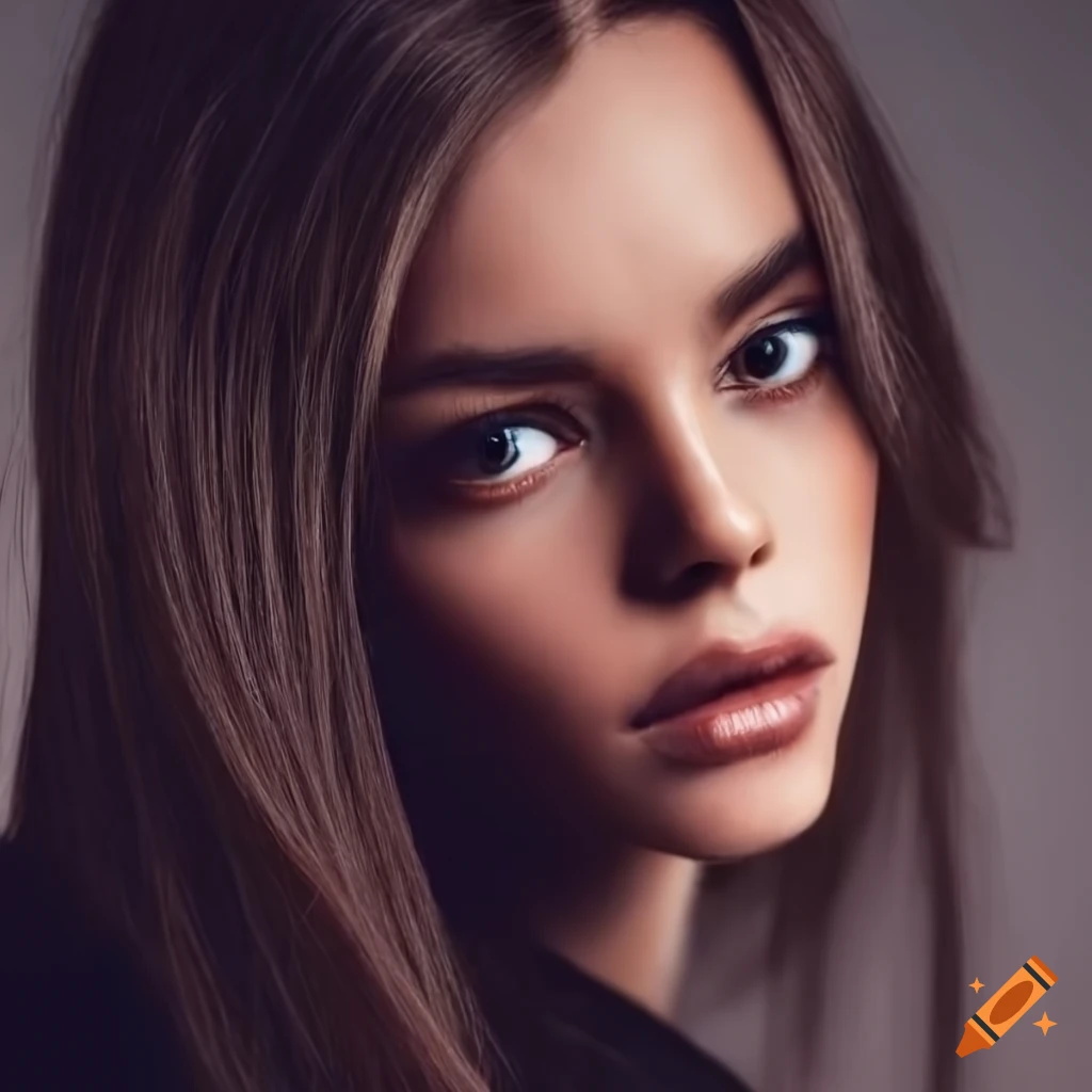 portrait of a beautiful young woman with dark brown hair