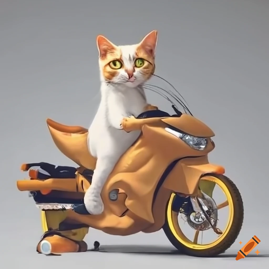 Cat riding a motorcycle on Craiyon