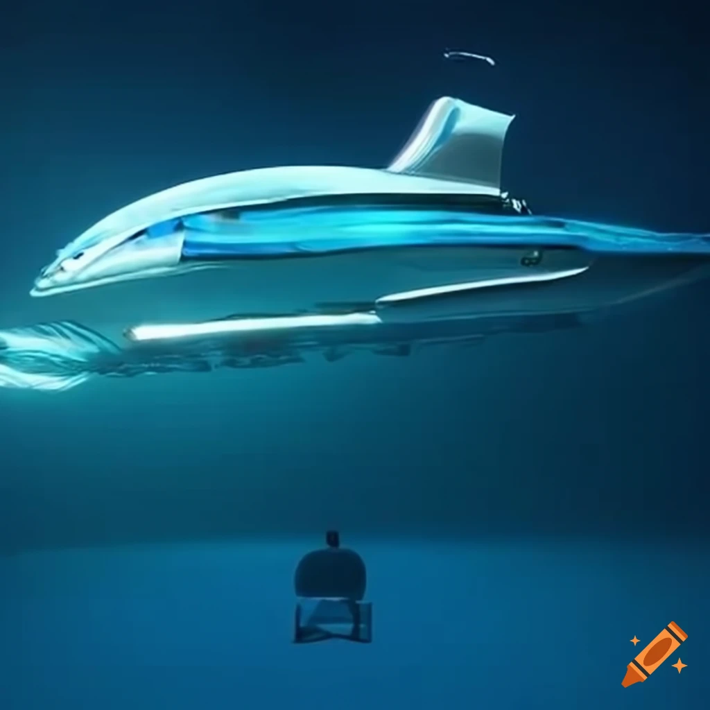 Futuristic submarine inspired by a flying fish on Craiyon