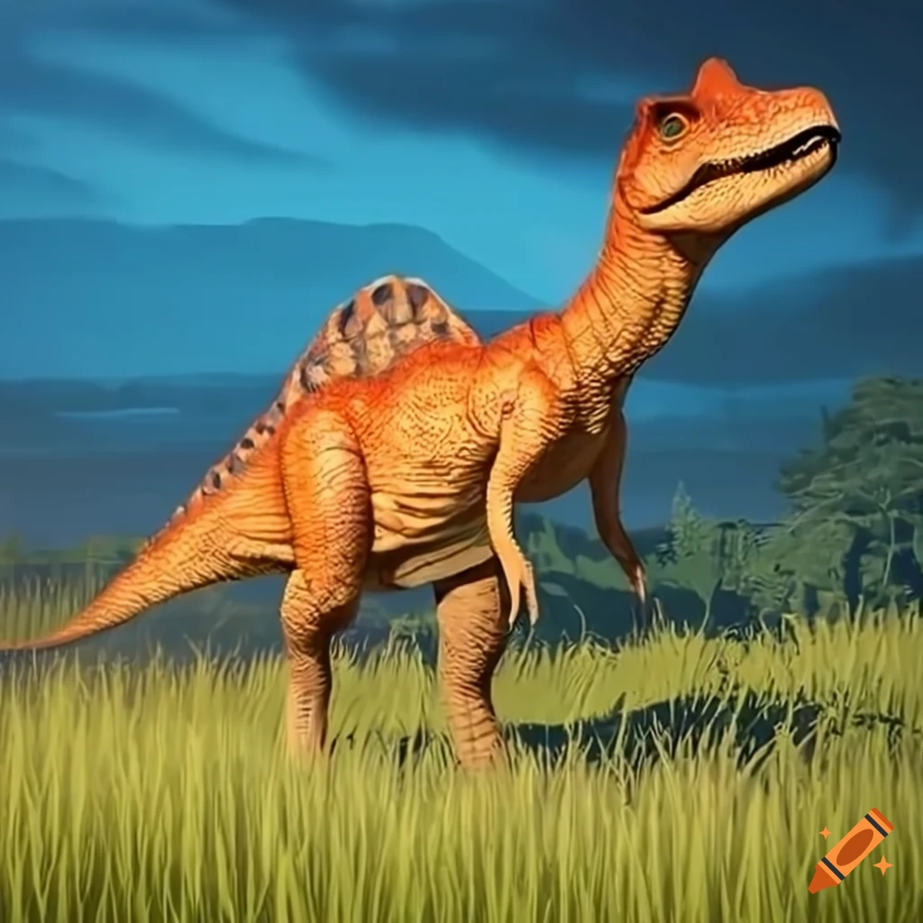 Orange Spinosaurus Hidden In Tall Grass