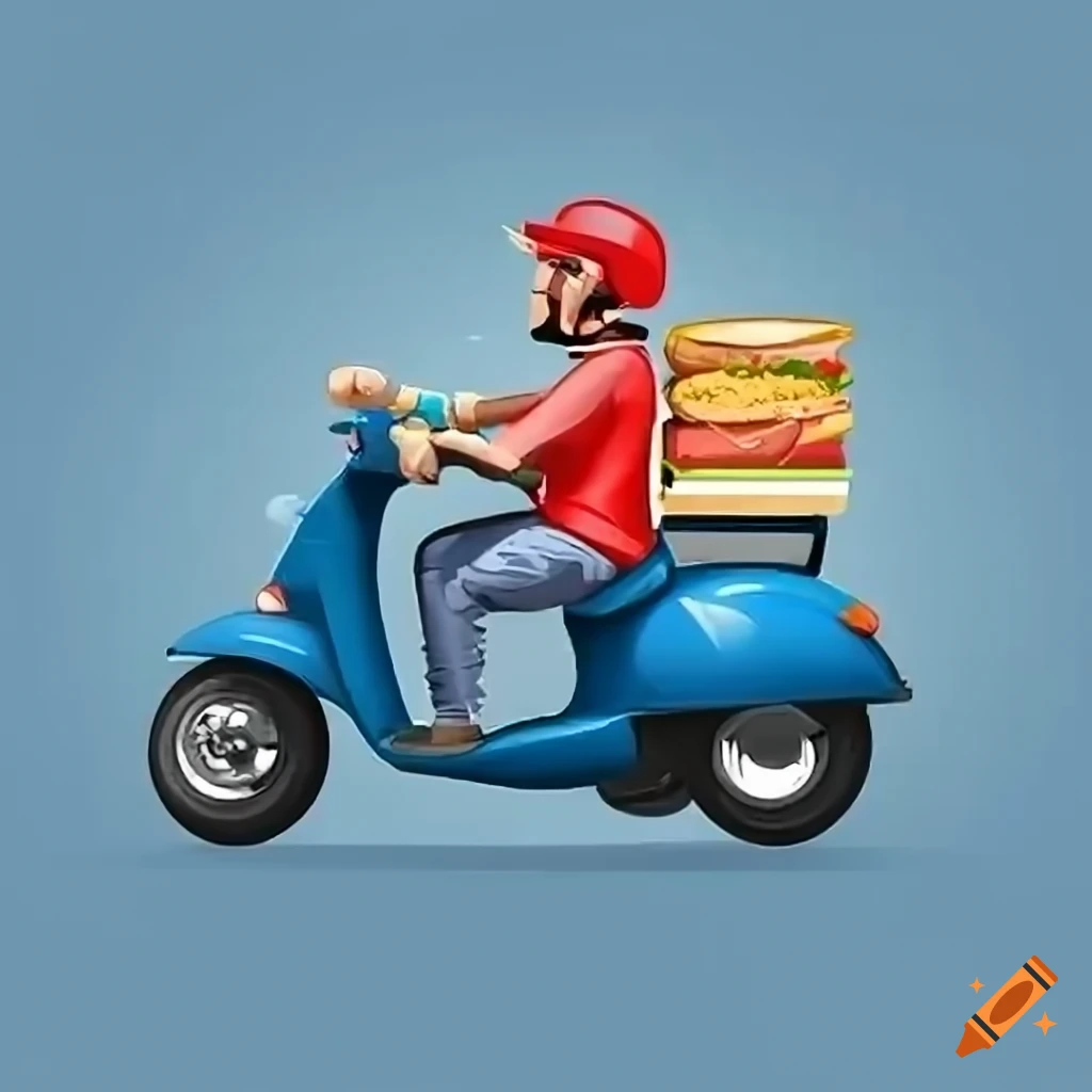 Funny Illustration Of A Speeding Food Delivery Driver On Craiyon