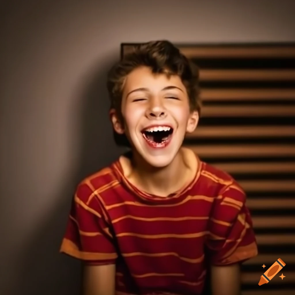 happy teenage boy at home