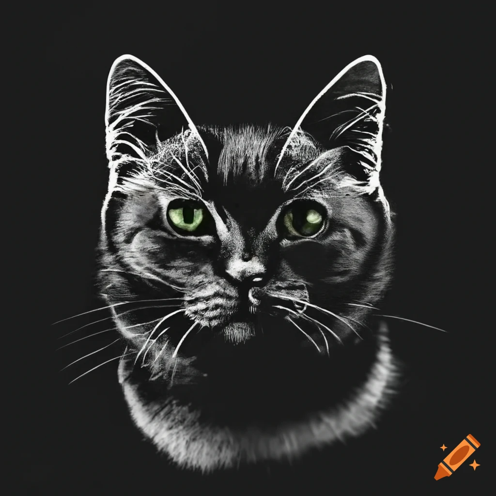 Stencil of a black cat on Craiyon