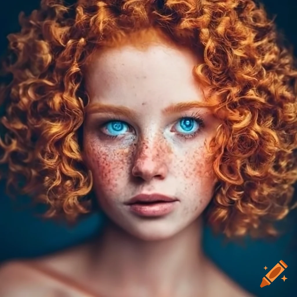 Stunning portrait of a redhead with freckles on Craiyon