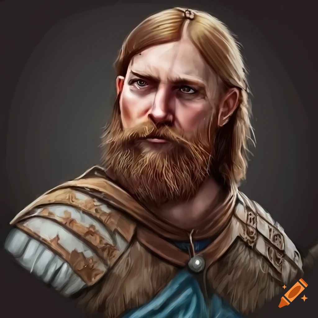 Portrait of a west slavic warrior with a brown beard on Craiyon