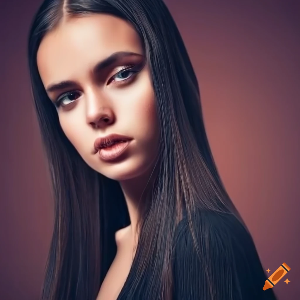 portrait of a beautiful young woman with brown hair and rosy skin