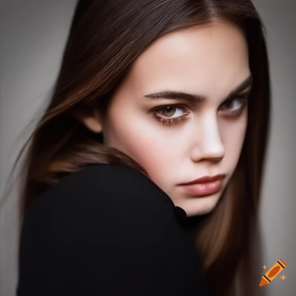 Portrait of a beautiful woman with dark hair and brown eyes