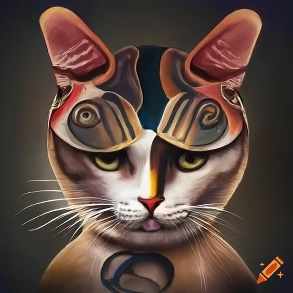 surreal image of a fancy cat