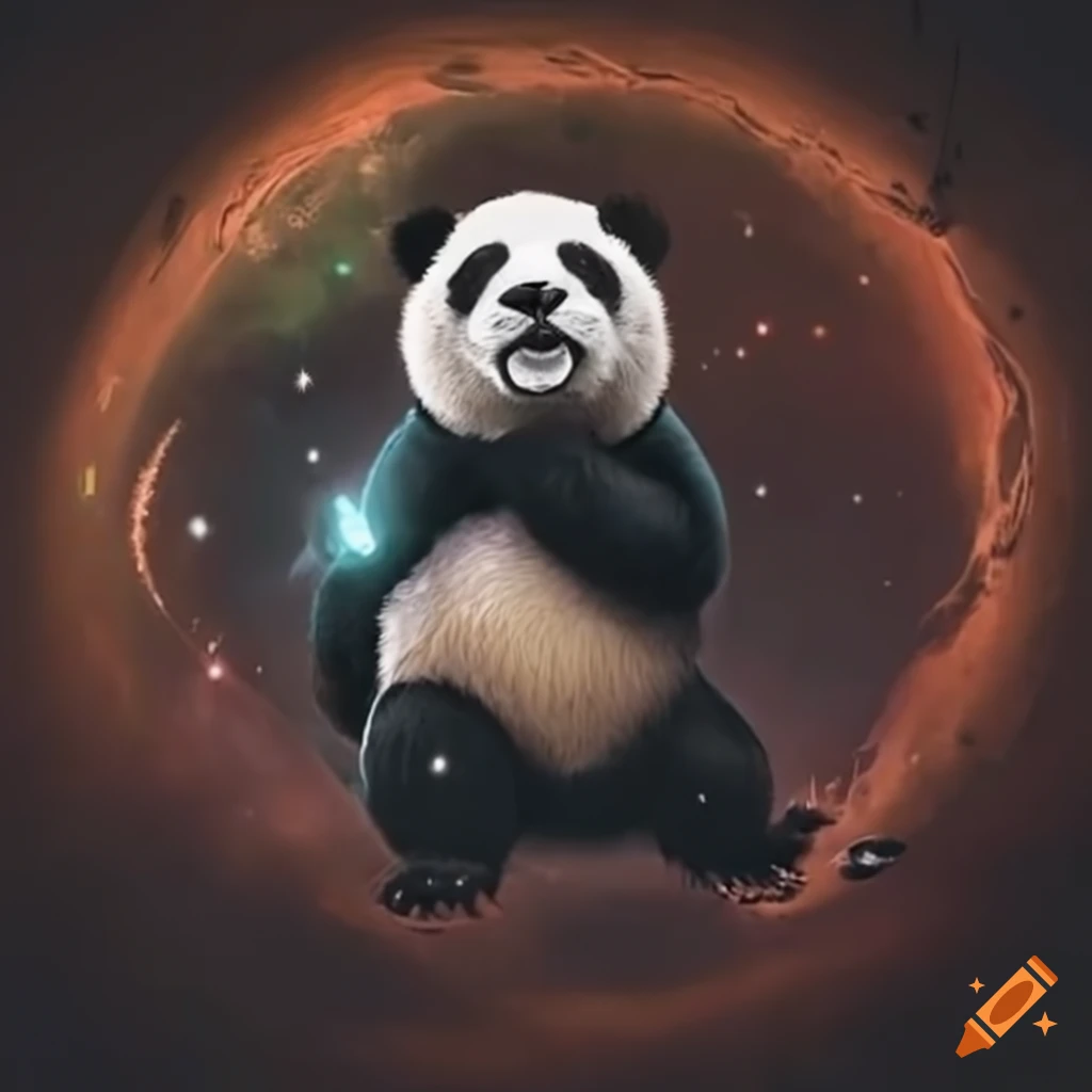 A super cute panda bear, enjoy and play the music, pixar character,  animated movie style, octane render, warm lighting,at on Craiyon